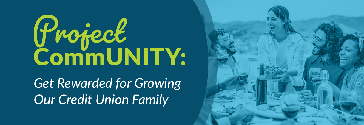 Good things come in threes. Three hands holding coffee cups. Refer your friends and family members to LPCCU today!